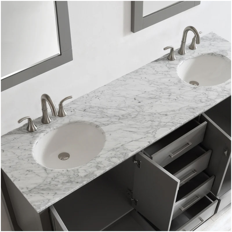 Carrara White Marble Vanity Tops with Double Sink FOR U STONE Carrara White Marble Vanity Tops with Double Sink FOR U STONE