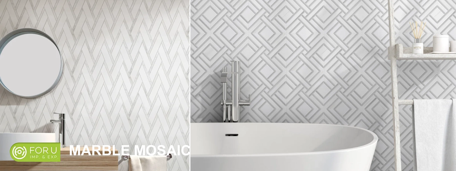 White Marble Mosaic Tiles Bathroom Projects FOR U STONE