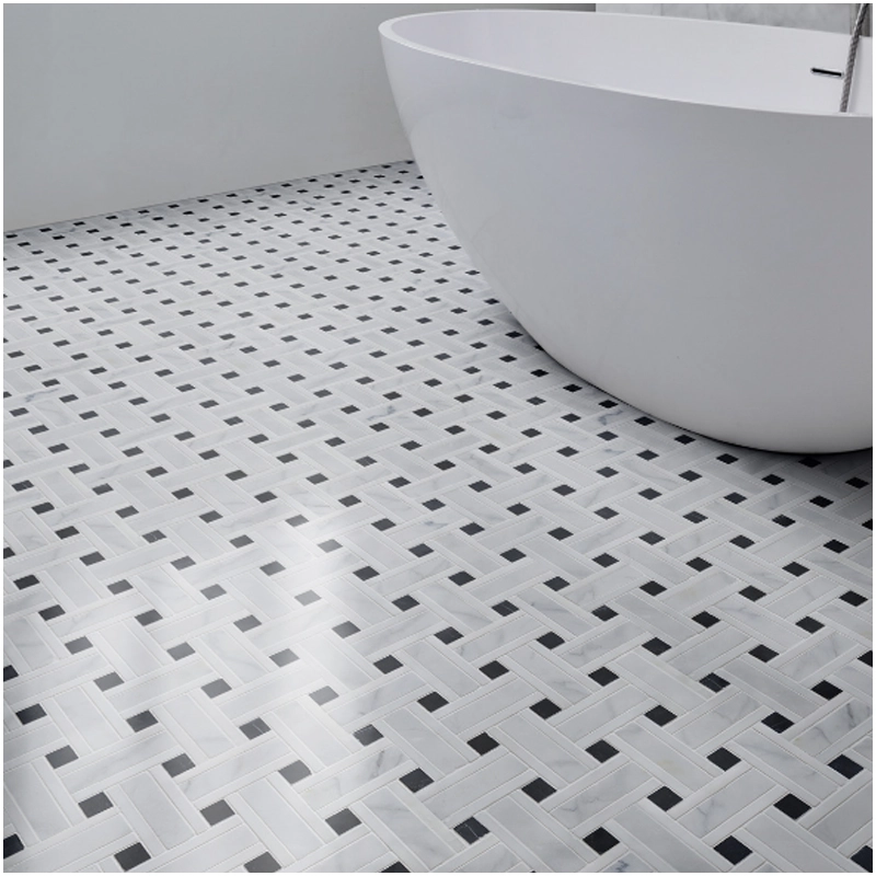 White and Black Dot Marble Mosaic bathroom Projects FOR U STONE White and Black Dot Marble Mosaic bathroom Projects FOR U STONE