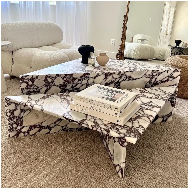 Calacatta Viola Marble Triangle Coffee Tables Calacatta Viola Marble Triangle Coffee Tables