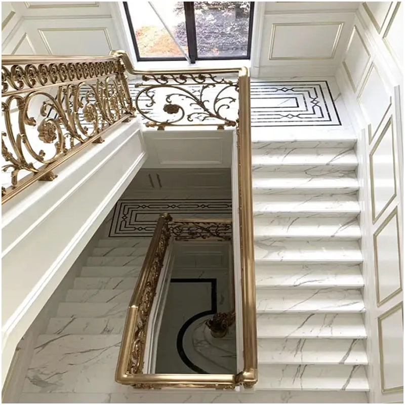 Calacatta White Marble Staircase for Villas FOR U STONE Calacatta White Marble Staircase for Villas FOR U STONE