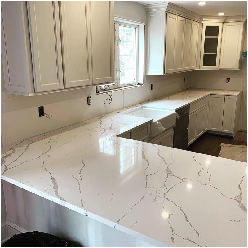 Backlit Patagonia Quartzite Countertops in Farmhouse FOR U STONE Calacatta White Quartz Countertops For Apartments FOR U STONE