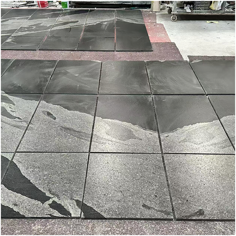 Python Black Granite Leathered Tiles