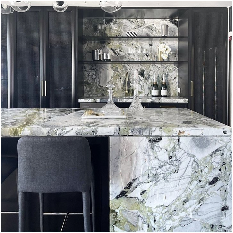 White Beauty Marble Kitchen Waterfall Countertops in cm Thickness White Beauty Marble Kitchen Waterfall Countertops in cm Thickness