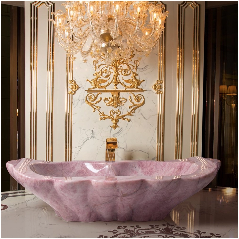 Pink Onyx Marble Floor Standing Bathtub for Villa FOR U STONE Pink Onyx Marble Floor Standing Bathtub for Villa FOR U STONE