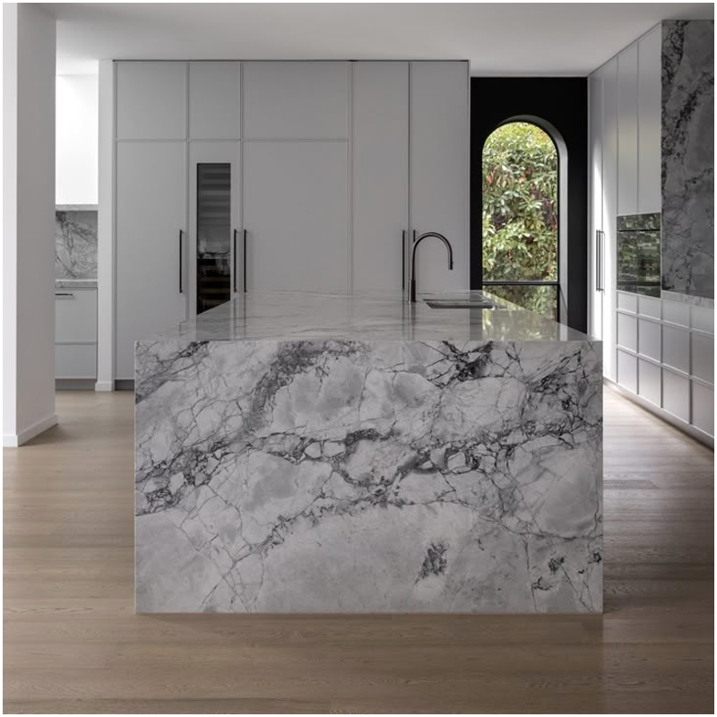 Super White Quartzite Island Countertop in Villa Super White Quartzite Island Countertop in Villa