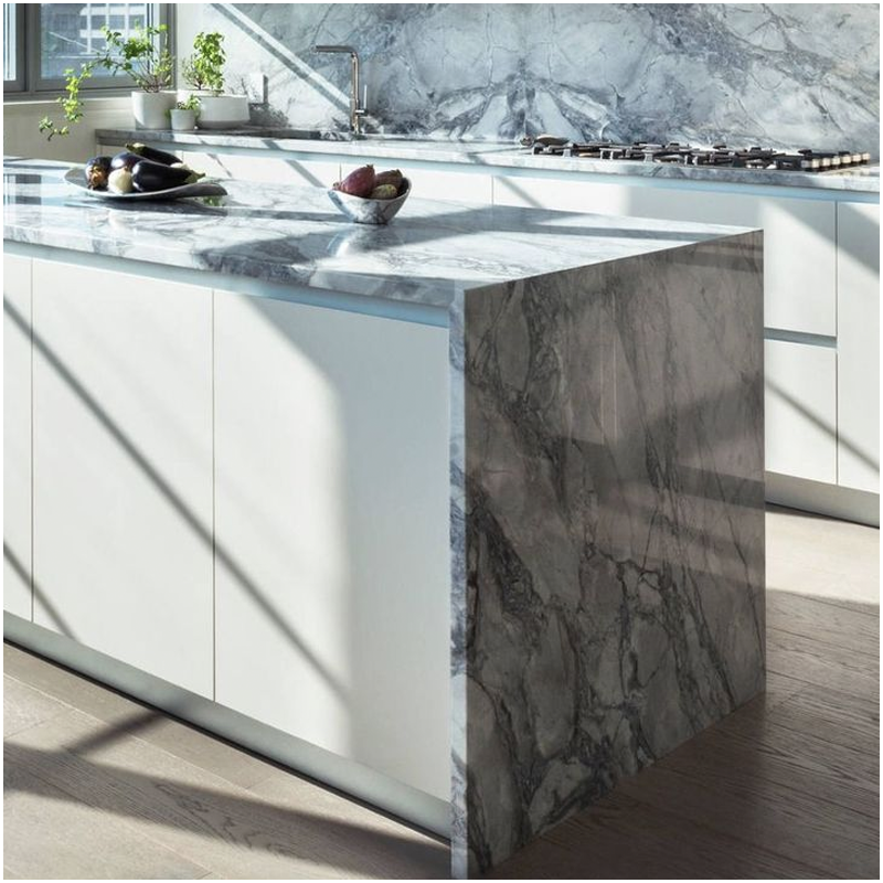 Super White Quartzite Kitchen Projects For Apartment in USA