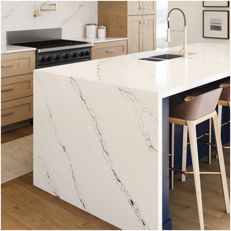 Engineered Cobalt Quartz Waterfall Kitchen Surface Cambria Quartz Engineered Cobalt Quartz Waterfall Kitchen Surface Cambria Quartz
