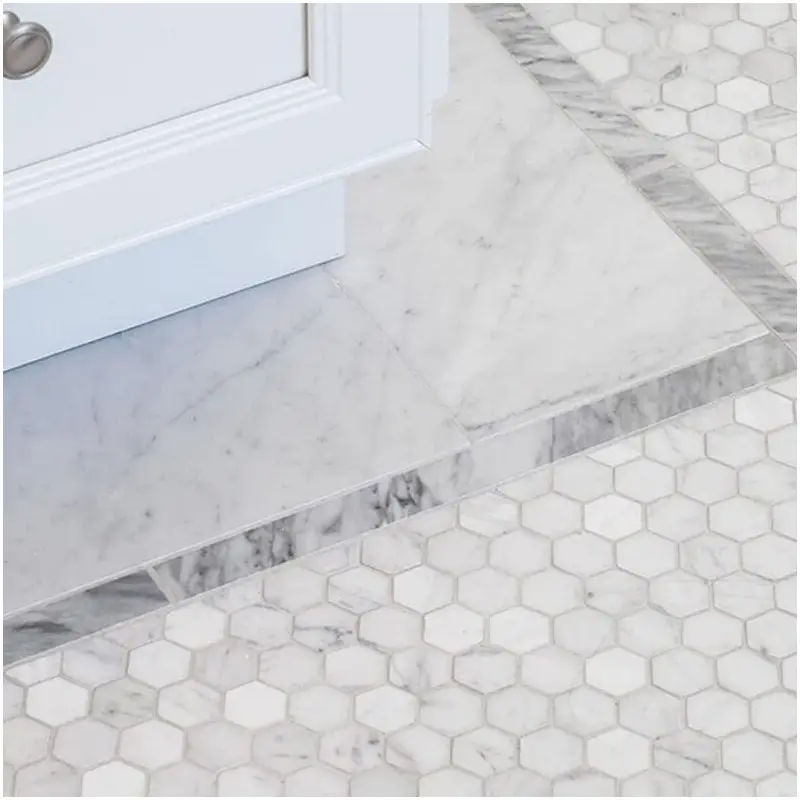 Small Bath Hacks Carrara Mosaics Tiles That Double Room Size Visually