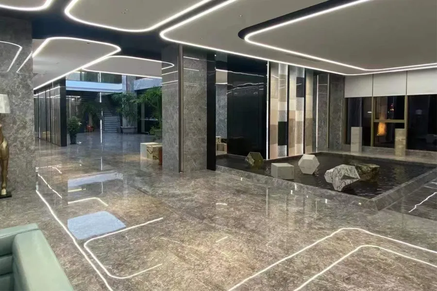 Polished Grey Marble Grand Hotel Lobby Projects