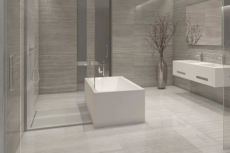 Wooden White Marble Luxury Bathroom Floor and Wall Projects
