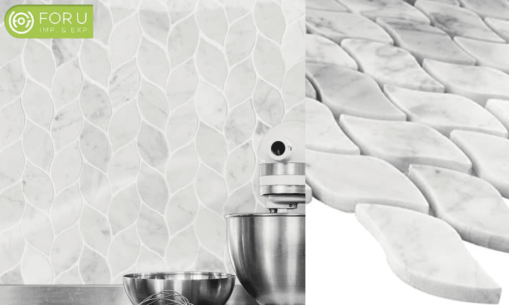 Leaf Carrara White Marble Mosaic Tiles Leaf Carrara White Marble Mosaic Tiles